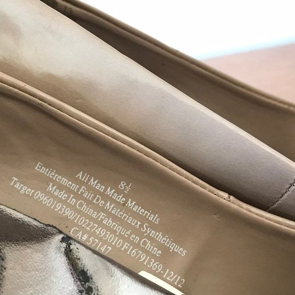 Nude Patent Faux-Leather Pumps, Size 8 1/2, 3.5" - Picture 4 of 4